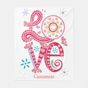 Hippie Groovy Liefdesbord Thunder_Cove Fleece Deken