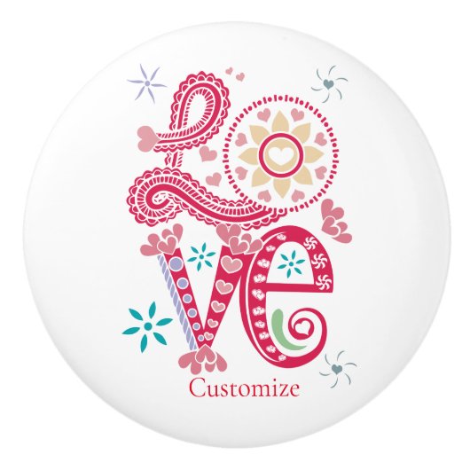 Hippie Groovy Liefdesbord Thunder_Cove Keramische Knop (Voorkant)