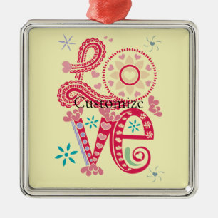 Hippie Groovy Liefdesbord Thunder_Cove Metalen Ornament