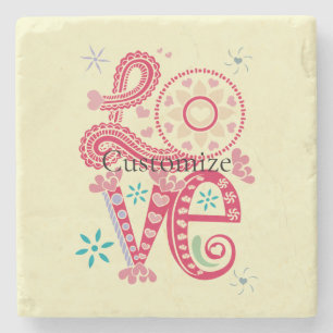 Hippie Groovy Liefdesbord Thunder_Cove Stenen Onderzetter