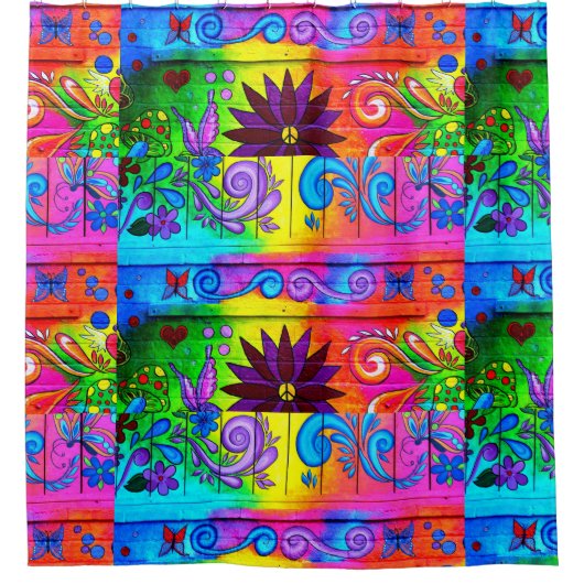 hippie groovy psychedelic design douchegordijn (Voorkant)