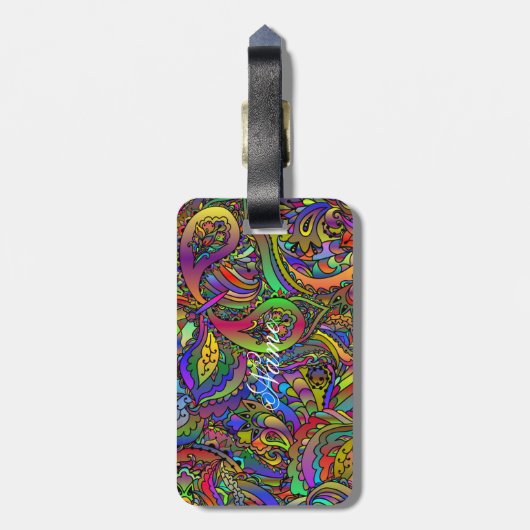 Hippie Groovy Psychedelic Design Thunder_Cove Bagagelabel (Achterkant verticaal)