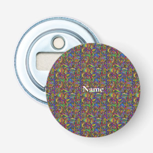 Hippie Groovy Psychedelic Design Thunder_Cove Button Flesopener