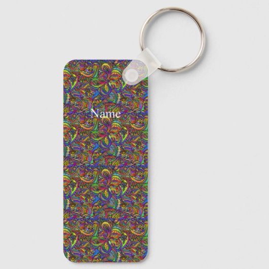 Hippie Groovy Psychedelic Design Thunder_Cove Sleutelhanger (Achterkant)