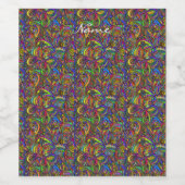 Hippie Groovy Psychedelic Design Thunder_Cove Wijn Etiket (Enkel label)