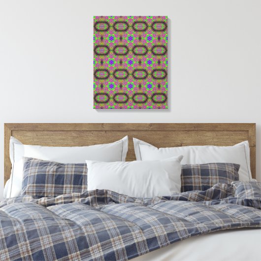 hippie groovy psychedelic met 6 punten sterren canvas afdruk (Insitu (Slaapkamer))