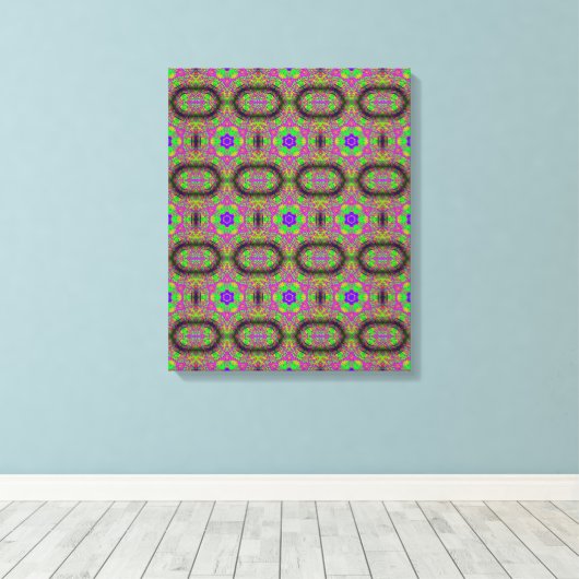 hippie groovy psychedelic met 6 punten sterren canvas afdruk (Insitu (Houten vloer))