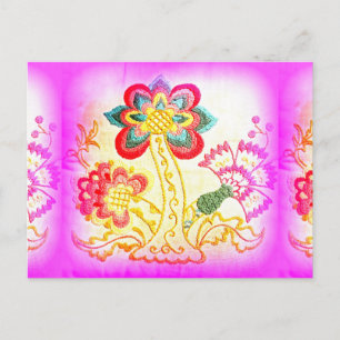 hippie groovy psychedelic roze palm briefkaart