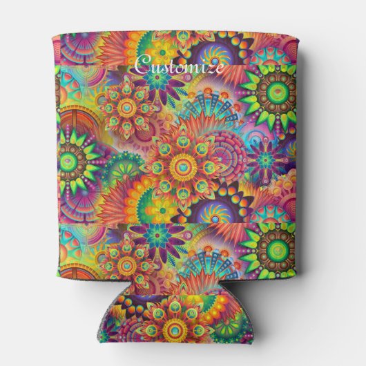 Hippie Groovy Techno Psychedelic Thunder_Cove Blikjeskoeler (Achterkant)