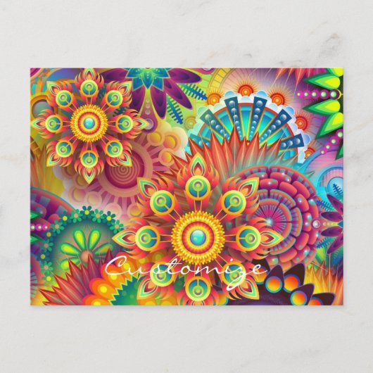 Hippie Groovy Techno Psychedelic Thunder_Cove Briefkaart (Voorkant)