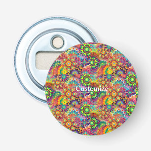 Hippie Groovy Techno Psychedelic Thunder_Cove Button Flesopener