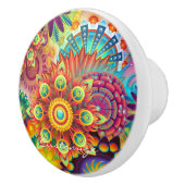 Hippie Groovy Techno Psychedelic Thunder_Cove Keramische Knop (Rechts)