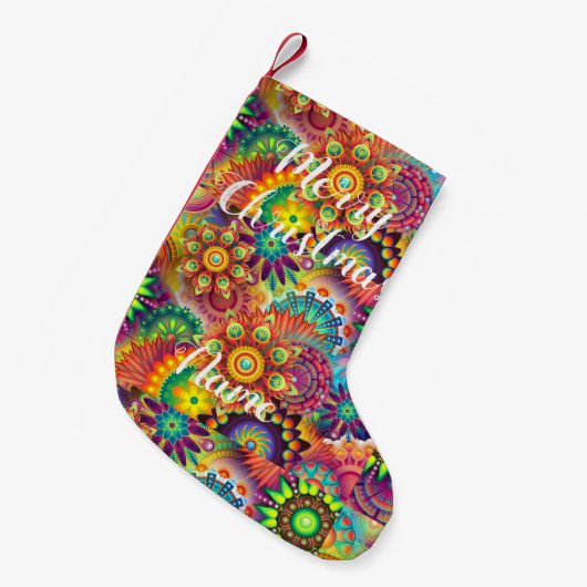 Hippie Groovy Techno Psychedelic Thunder_Cove Kleine Kerstsok (Voorkant (Hangend))