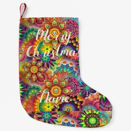 Hippie Groovy Techno Psychedelic Thunder_Cove Kleine Kerstsok (Voorkant)