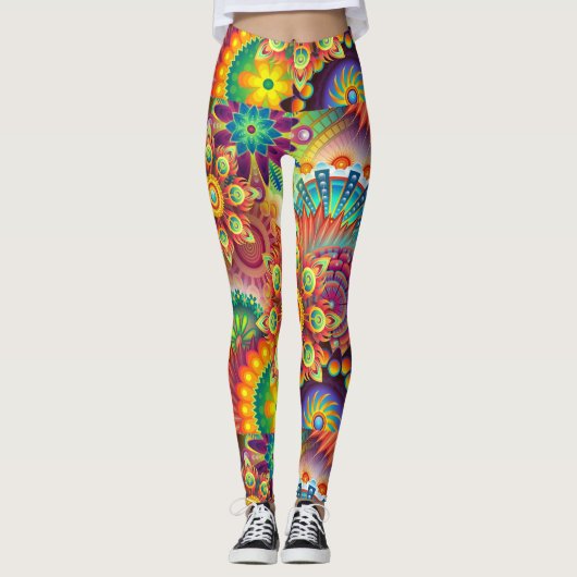 Hippie Groovy Techno Psychedelic Thunder_Cove Leggings (Voorkant)