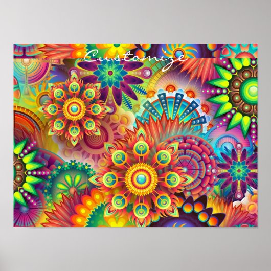 Hippie Groovy Techno Psychedelic Thunder_Cove Poster (Voorkant)