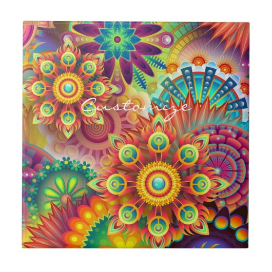 Hippie Groovy Techno Psychedelic Thunder_Cove Tegeltje (Voorkant)