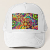 Hippie Groovy Techno Psychedelic Thunder_Cove Trucker Pet (Voorkant)