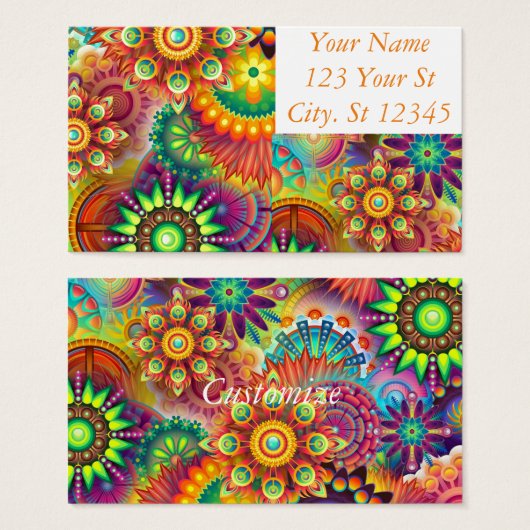 Hippie Groovy Techno Psychedelic Thunder_Cove Visitekaartje (Voorkant /achterkant)