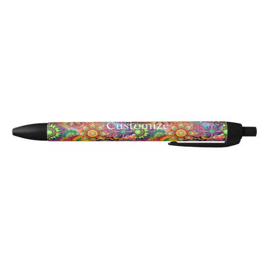 Hippie Groovy Techno Psychedelic Thunder_Cove Zwarte Inkt Pen (Bodem)