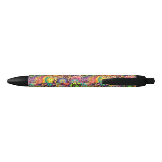 Hippie Groovy Techno Psychedelic Thunder_Cove Zwarte Inkt Pen (Achterkant)