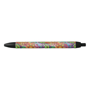 Hippie Groovy Techno Psychedelische Thunder_Cove Zwarte Inkt Pen
