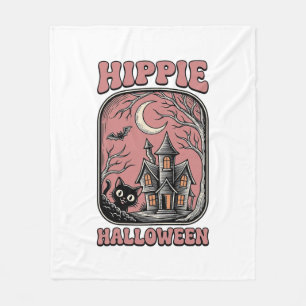 Hippie Halloween Kat Geestenhuis Vintage Design_ Fleece Deken