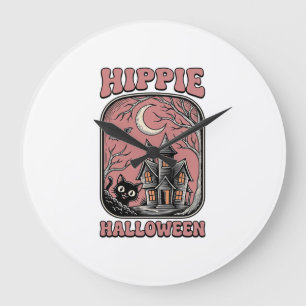 Hippie Halloween Kat Geestenhuis Vintage Design_ Grote Klok