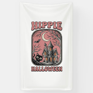 Hippie Halloween Kat Geestenhuis Vintage Design_ Spandoek