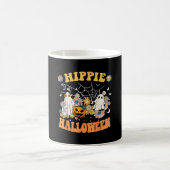 Hippie Halloween Retro Floral Ghost Pumpkin Koffiemok (Center)