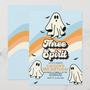 Hippie Halloween Retro Geest Drie Geesten Kaart