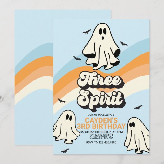 Hippie Halloween Retro Ghost Three Spirit Kaart (Voorkant / Achterkant)