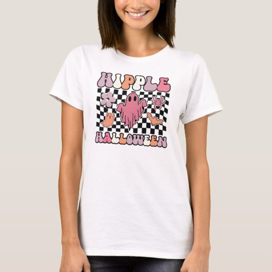 Hippie Halloween Retro T-shirt | Groovy Ghost (Voorkant)