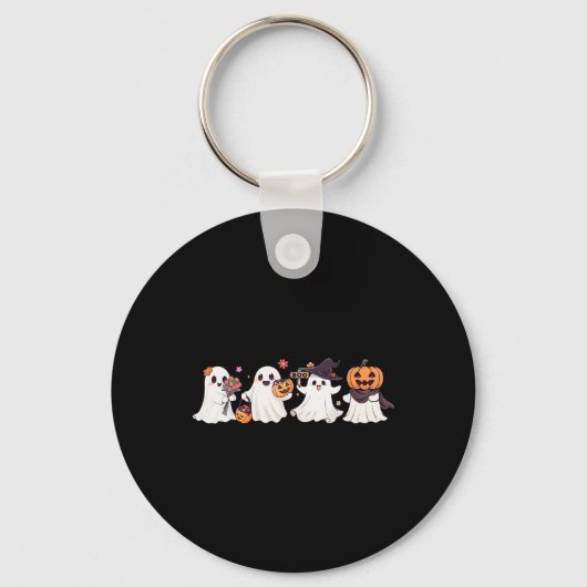 Hippie Halloween Schattigee Ghost Boo Spooky Seizo Sleutelhanger (Voorkant)