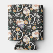 Hippie Halloween schedels en bloemen patroon Blikjeskoeler (Achterkant)