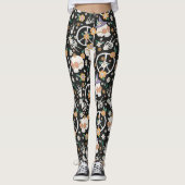 Hippie Halloween schedels en bloemen patroon Leggings (Voorkant)