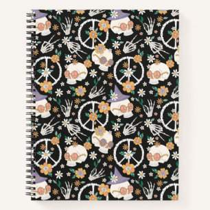 Hippie Halloween schedels en bloemen patroon Notitieboek