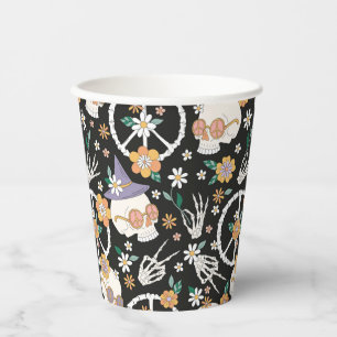 Hippie Halloween schedels en bloemen patroon Papieren Bekers