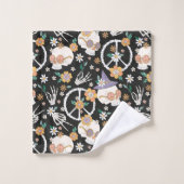 Hippie Halloween Skulls et Fleurs Motif (Gant de toilette)