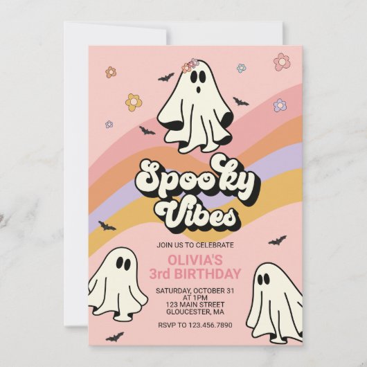 Hippie Halloween Spooky VIBES Uitnodiging voor ver (Voorkant)