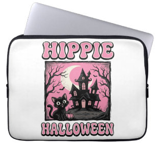 Hippie Halloween Vintage Geheime Huis Kat T-shirt_ Laptop Sleeve