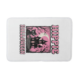 Hippie Halloween Vintage Heksenhuis Kat T-shirt_1 Badmat