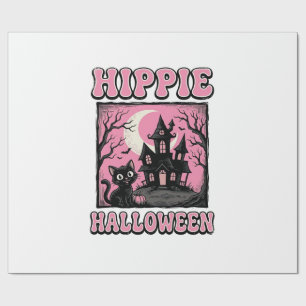 Hippie Halloween Vintage Heksenhuis Kat T-shirt_1 Cadeaupapier