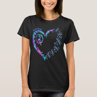 Hippie hart - dragonfly hart hippie kleurrijk t-shirt