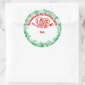 Hippie hart gepersonaliseerd kerstfeest bakken ronde sticker (Tas)