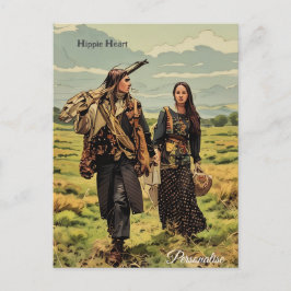 Hippie Hart Liefde Man Vrouw Vintage Persoonlijk  Briefkaart
