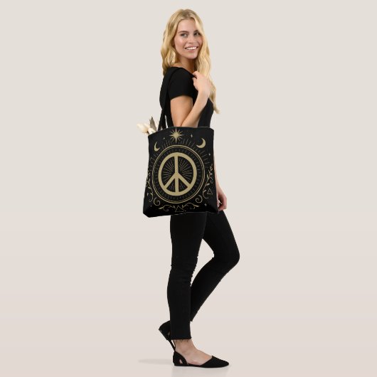 Hippie-hekserij-vredesteken mystiek draagtas (Op model)