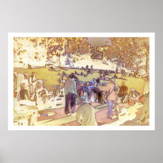 Hippie Hill (Yellow Sunrise) Poster