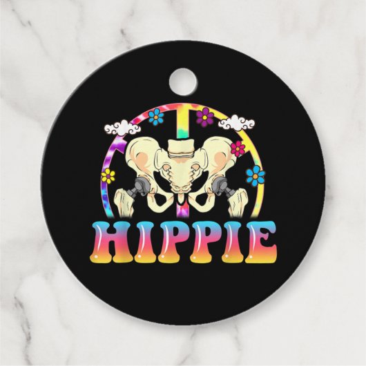 Hippie Hip Replacement Joint Surgery Funny Bedankjes Labels (Voorkant)