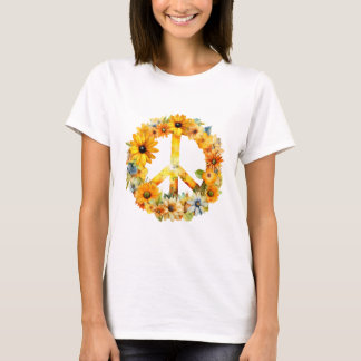 Hippie Hippie Zonnebloem Vredesbord T-shirt